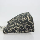 CHANEL Vichy Line Tote Bag Canvas Black Silver CC Auth 198686-4