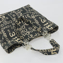 CHANEL Vichy Line Tote Bag Canvas Black Silver CC Auth 198686-6