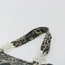CHANEL Vichy Line Tote Bag Canvas Black Silver CC Auth 198686-8