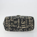 CHANEL Vichy Line Tote Bag Canvas Black Silver CC Auth 198686-5