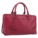 LOEWE Amazona 36 Hand Bag Leather Red Silver Auth 198687V-1