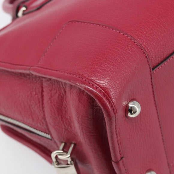 LOEWE Amazona 36 Hand Bag Leather Red Silver Auth 198687V