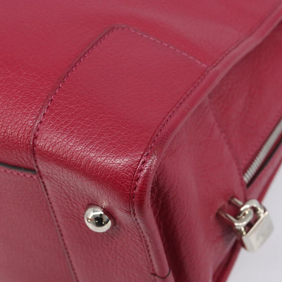 LOEWE Amazona 36 Hand Bag Leather Red Silver Auth 198687V