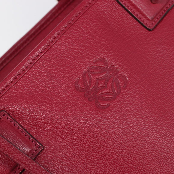 LOEWE Amazona 36 Hand Bag Leather Red Silver Auth 198687V