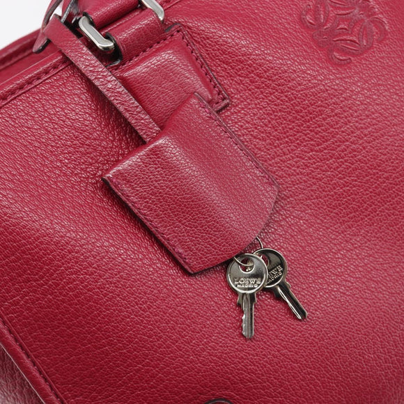 LOEWE Amazona 36 Hand Bag Leather Red Silver Auth 198687V