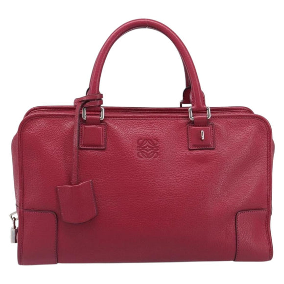 LOEWE Amazona 36 Hand Bag Leather Red Silver Auth 198687V