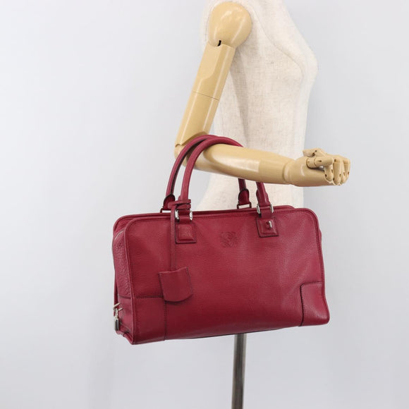 LOEWE Amazona 36 Hand Bag Leather Red Silver Auth 198687V