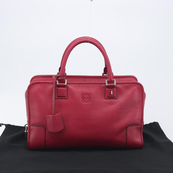 LOEWE Amazona 36 Hand Bag Leather Red Silver Auth 198687V
