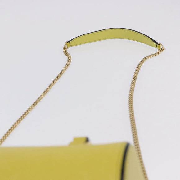 PRADA Chain Shoulder Bag Saffiano leather Yellow Gold Auth 198688M