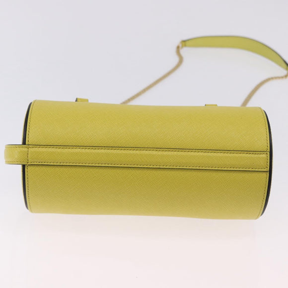 PRADA Chain Shoulder Bag Saffiano leather Yellow Gold Auth 198688M