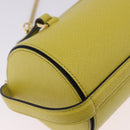 PRADA Chain Shoulder Bag Saffiano leather Yellow Gold Auth 198688M-12