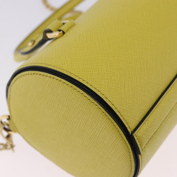 PRADA Chain Shoulder Bag Saffiano leather Yellow Gold Auth 198688M