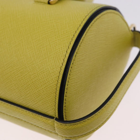 PRADA Chain Shoulder Bag Saffiano leather Yellow Gold Auth 198688M