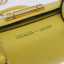 PRADA Chain Shoulder Bag Saffiano leather Yellow Gold Auth 198688M-16