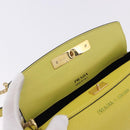 PRADA Chain Shoulder Bag Saffiano leather Yellow Gold Auth 198688M-18