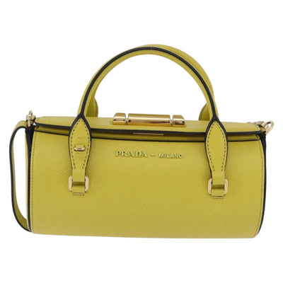 PRADA Chain Shoulder Bag Saffiano leather Yellow Gold Auth 198688M - 0