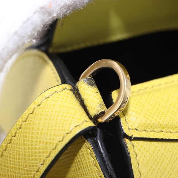 PRADA Chain Shoulder Bag Saffiano leather Yellow Gold Auth 198688M