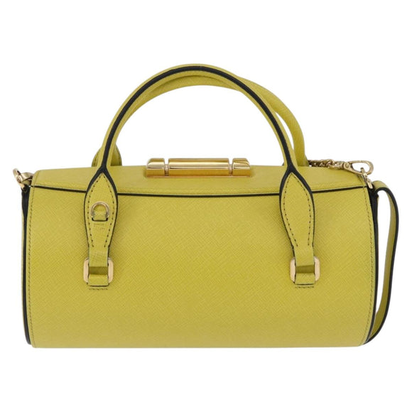 PRADA Chain Shoulder Bag Saffiano leather Yellow Gold Auth 198688M