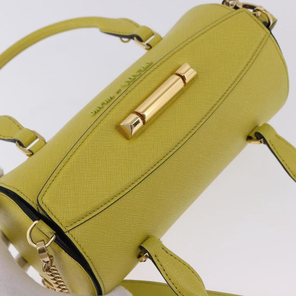 PRADA Chain Shoulder Bag Saffiano leather Yellow Gold Auth 198688M