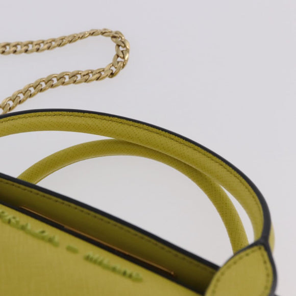 PRADA Chain Shoulder Bag Saffiano leather Yellow Gold Auth 198688M