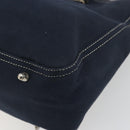 FENDI Hand Bag Canvas Navy Silver Auth 198689A-10