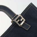 FENDI Hand Bag Canvas Navy Silver Auth 198689A-14