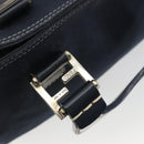 FENDI Hand Bag Canvas Navy Silver Auth 198689A-15