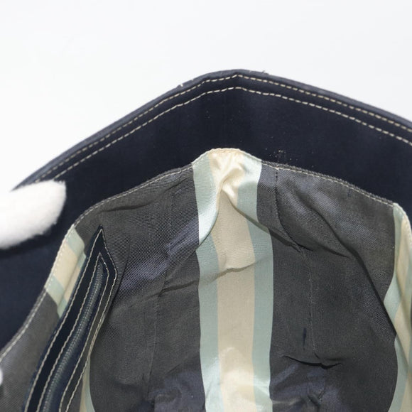 FENDI Hand Bag Canvas Navy Silver Auth 198689A