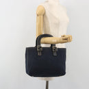 FENDI Hand Bag Canvas Navy Silver Auth 198689A-23