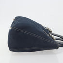 FENDI Hand Bag Canvas Navy Silver Auth 198689A-4