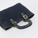 FENDI Hand Bag Canvas Navy Silver Auth 198689A-6