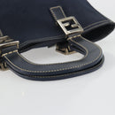 FENDI Hand Bag Canvas Navy Silver Auth 198689A-7