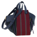 LOEWE Hammock Hand Bag Canvas 2way Navy Gold Auth 198690M-1