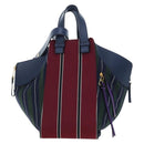 LOEWE Hammock Hand Bag Canvas 2way Navy Gold Auth 198690M-13