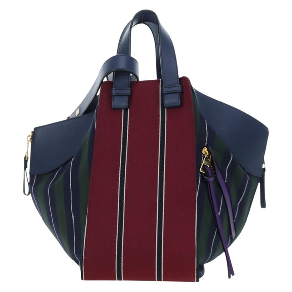 LOEWE Hammock Hand Bag Canvas 2way Navy Gold Auth 198690M