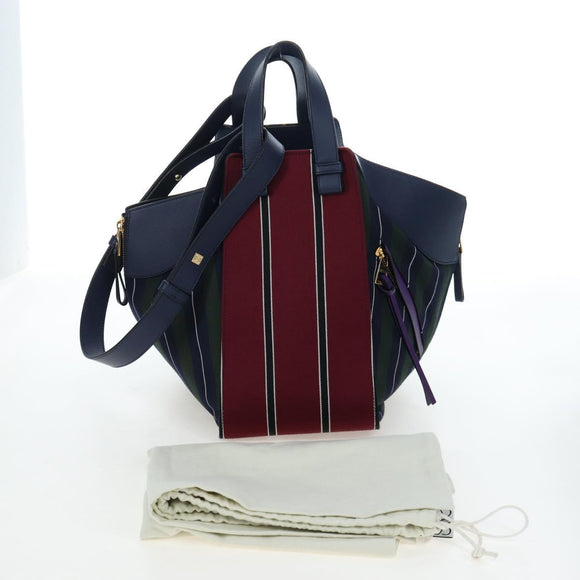 LOEWE Hammock Hand Bag Canvas 2way Navy Gold Auth 198690M