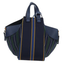 LOEWE Hammock Hand Bag Canvas 2way Navy Gold Auth 198690M-2