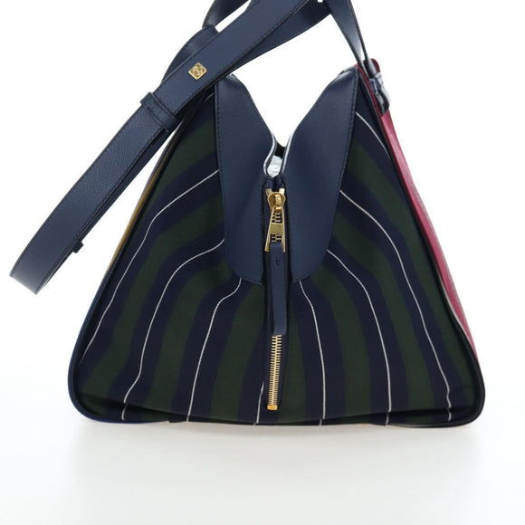 LOEWE Hammock Hand Bag Canvas 2way Navy Gold Auth 198690M