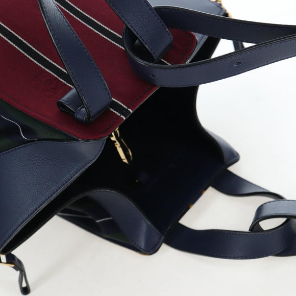 LOEWE Hammock Hand Bag Canvas 2way Navy Gold Auth 198690M
