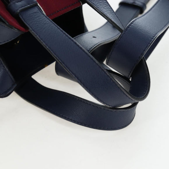 LOEWE Hammock Hand Bag Canvas 2way Navy Gold Auth 198690M