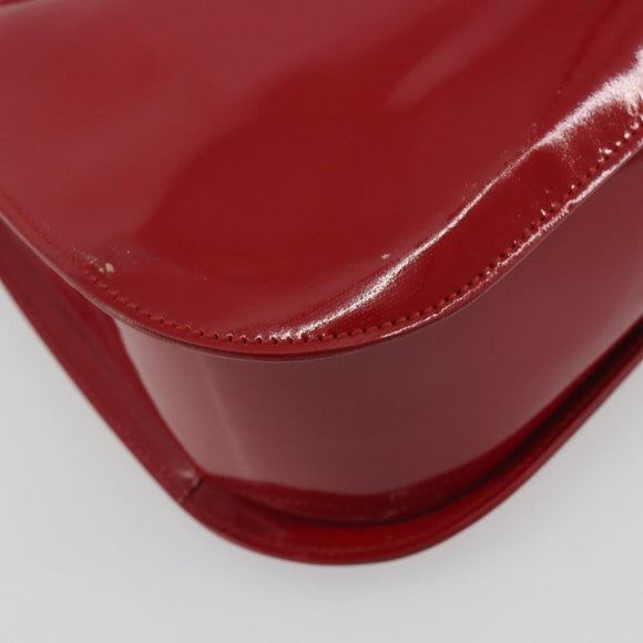 GUCCI Shoulder Bag Patent leather Red Silver 001 3767 Auth 198691
