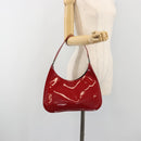 GUCCI Shoulder Bag Patent leather Red Silver 001 3767 Auth 198691-24
