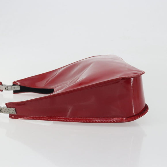 GUCCI Shoulder Bag Patent leather Red Silver 001 3767 Auth 198691