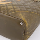 CHANEL Matelasse Cambon Line Hand Bag Leather Khaki CC Auth 198693-11