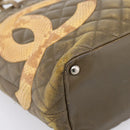 CHANEL Matelasse Cambon Line Hand Bag Leather Khaki CC Auth 198693-12