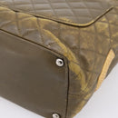 CHANEL Matelasse Cambon Line Hand Bag Leather Khaki CC Auth 198693-13