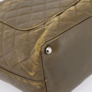 CHANEL Matelasse Cambon Line Hand Bag Leather Khaki CC Auth 198693-14