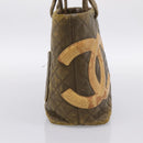 CHANEL Matelasse Cambon Line Hand Bag Leather Khaki CC Auth 198693-4