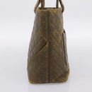 CHANEL Matelasse Cambon Line Hand Bag Leather Khaki CC Auth 198693-5