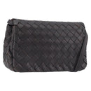 BOTTEGA VENETA INTRECCIATO Shoulder Bag Leather Dark Brown Gold Auth 198694V-1